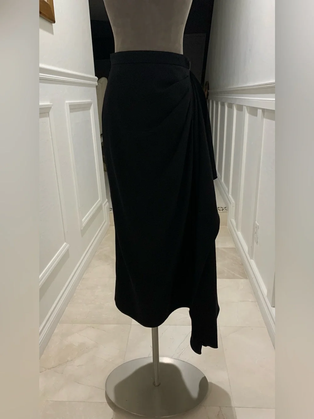 Erdem Black Draped Midi Skirt - Classic Women's Skirt Size 0 US